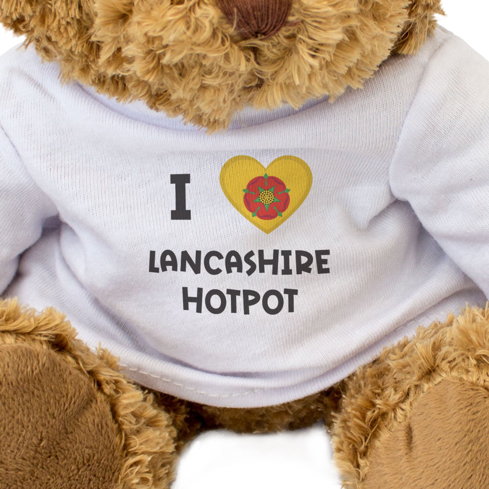 I LOVE LANCASHIRE HOTPOT (LANCASHIRE FLAG) - Teddy Bear - Souvenir Gift Present