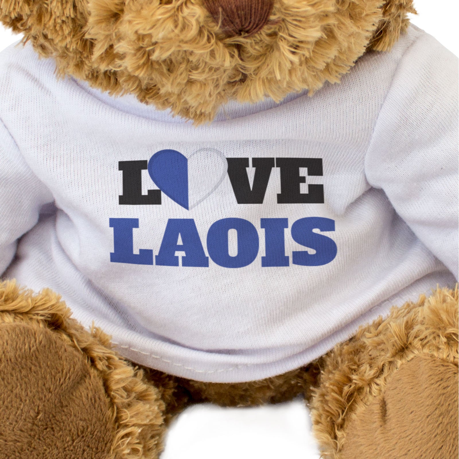 LOVE LAOIS (COUNTY COLOURS HEART) - Teddy Bear - Funny Ireland Gift Present