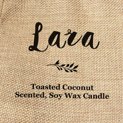 Lara personalised faux-burlap candle gift bag