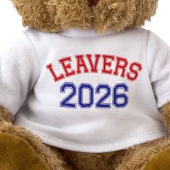 LEAVERS 2026 (BLUE/RED) - Teddy Bear - Cute Cuddly - Graduation Gift Present