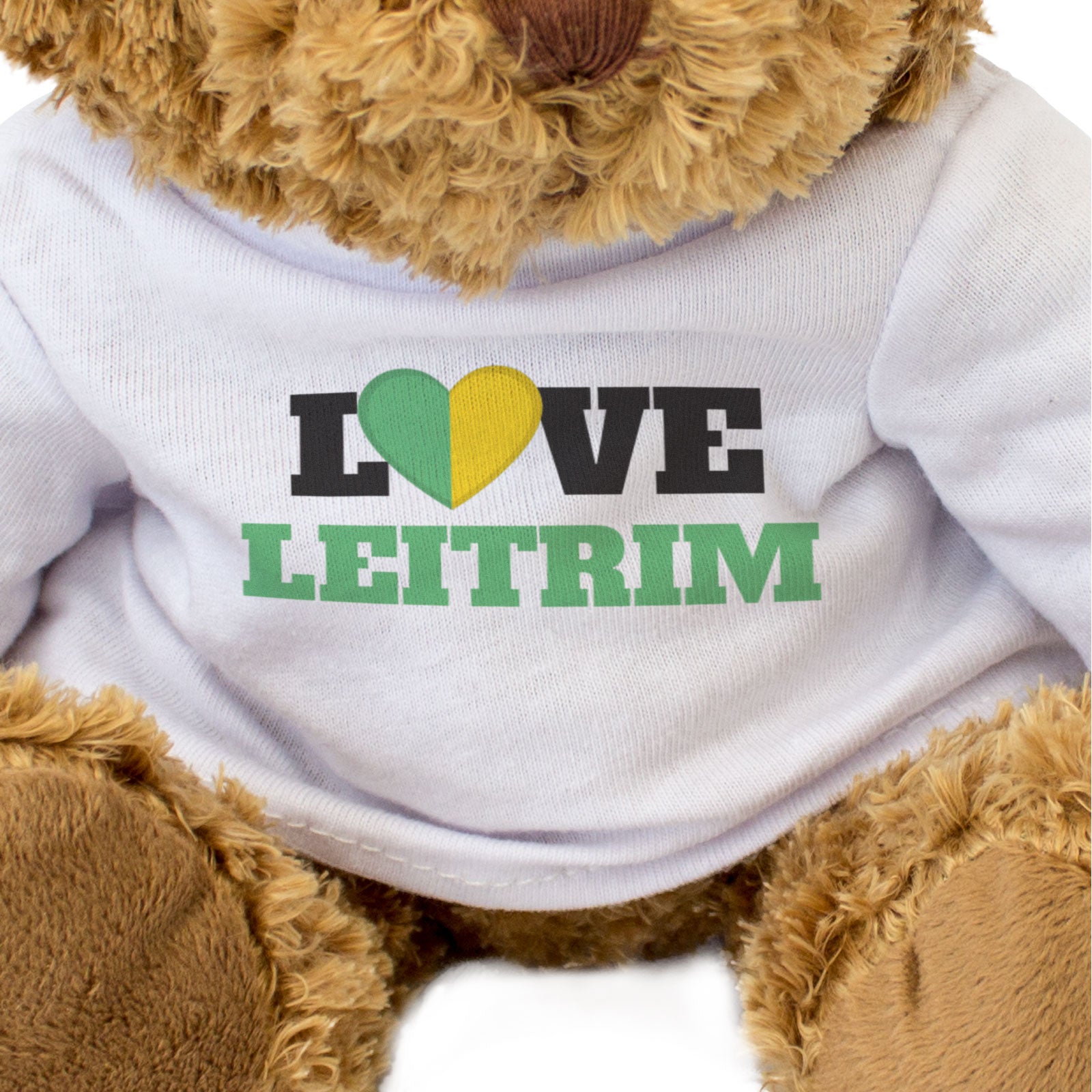LOVE LEITRIM (COUNTY COLOURS HEART) - Teddy Bear - Funny Ireland Gift Present