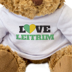 LOVE LEITRIM (COUNTY COLOURS HEART) - Teddy Bear - Funny Ireland Gift Present