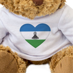 LESOTHO FLAG HEART - Teddy Bear - Cute Cuddly Soft Adorable - Gift Present