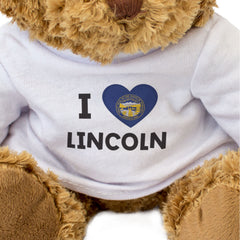 I LOVE LINCOLN (NEBRASKA FLAG) - Teddy Bear - Cute Cuddly - Gift Present