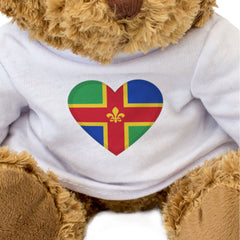 LINCOLNSHIRE FLAG HEART - Teddy Bear - Cute Cuddly Soft - Gift Present