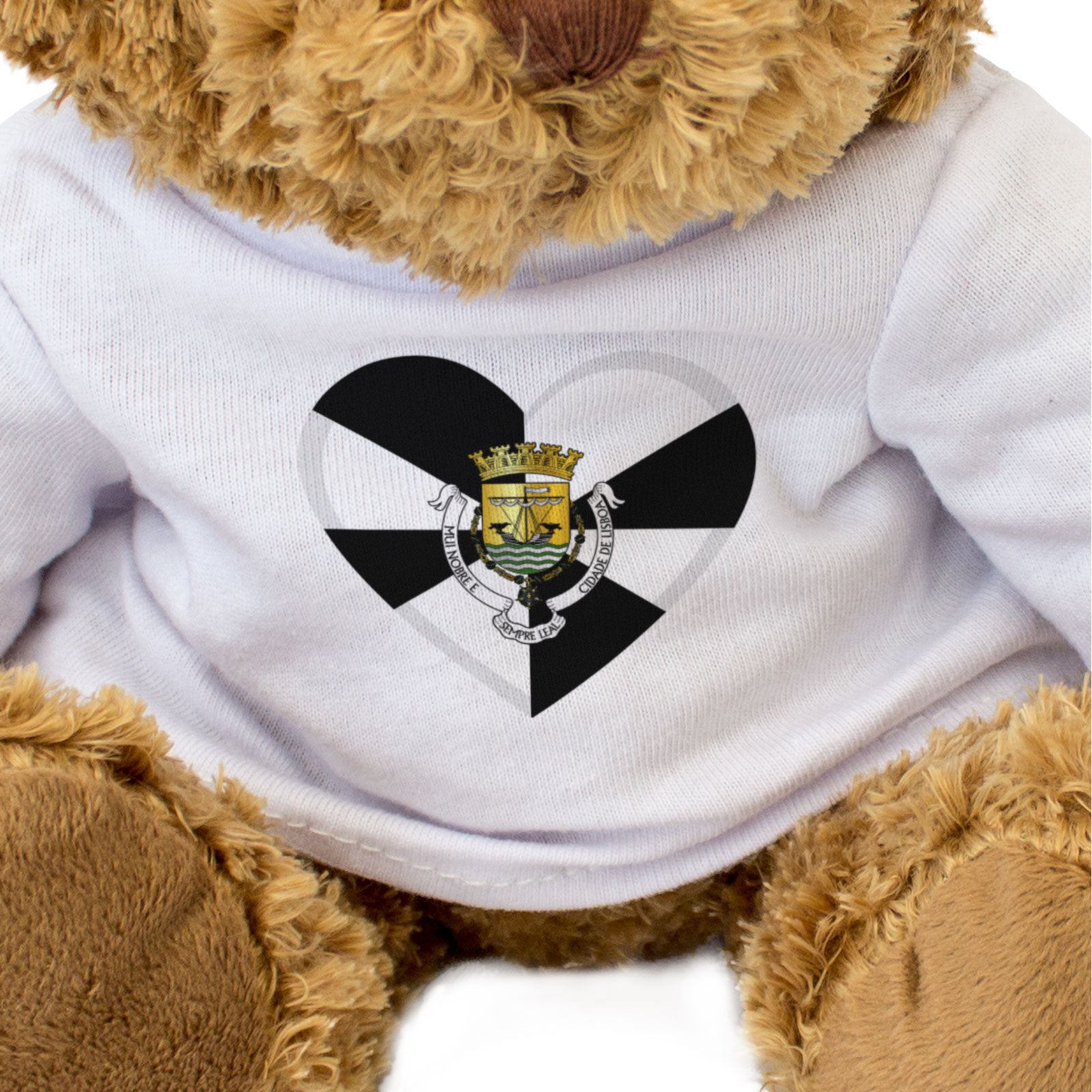 LISBON CITY FLAG HEART - Teddy Bear - Cute Cuddly Soft - Portugal Gift Present