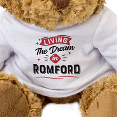 LIVING THE DREAM IN ROMFORD - Teddy Bear - Cute Cuddly - Funny Gift Present