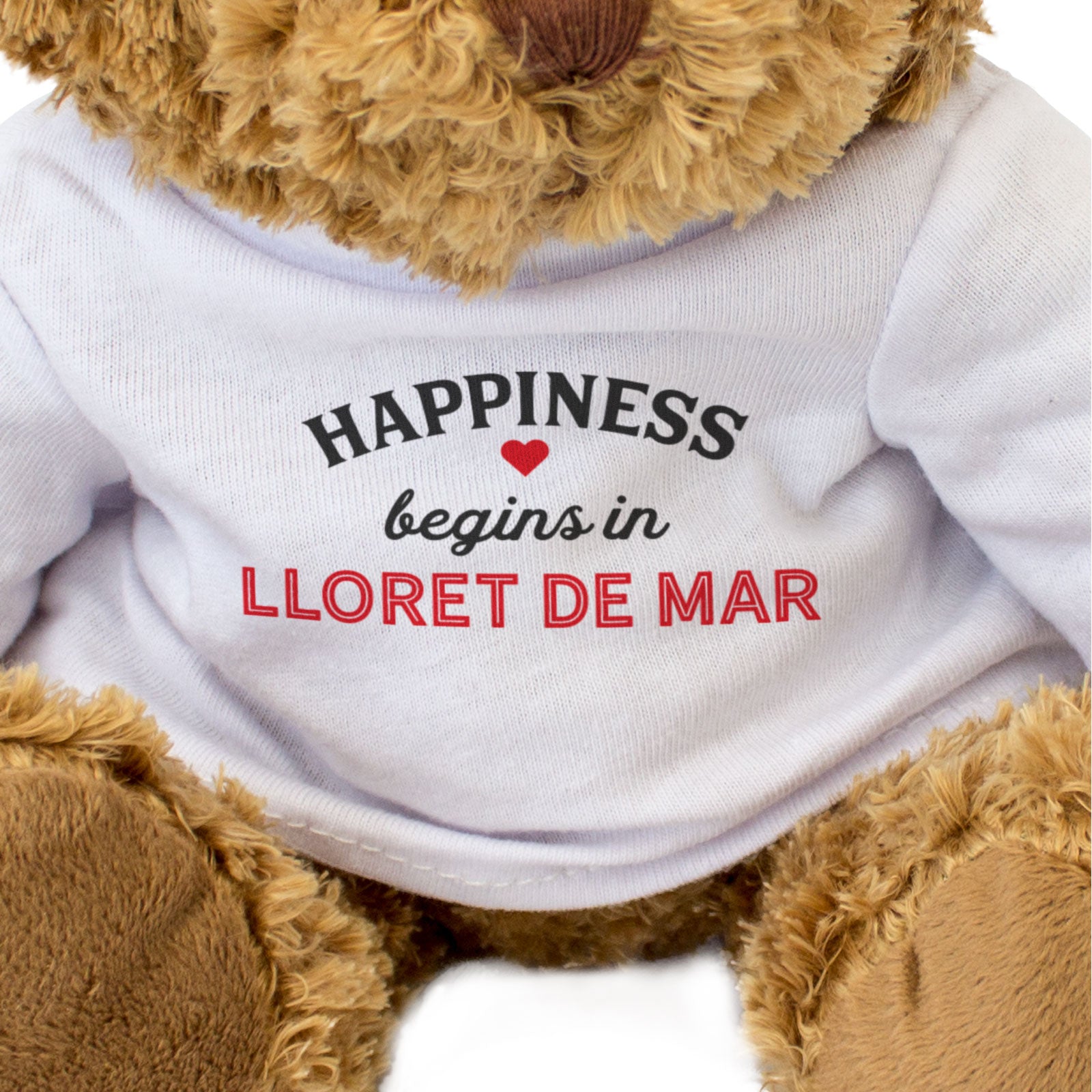 HAPPINESS BEGINS IN LLORET DE MAR - Teddy Bear - Spanish Souvenir Gift Present
