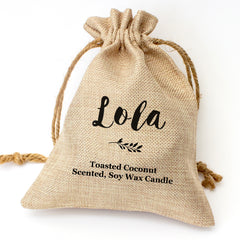 Lola personalised toasted coconut candle gift set