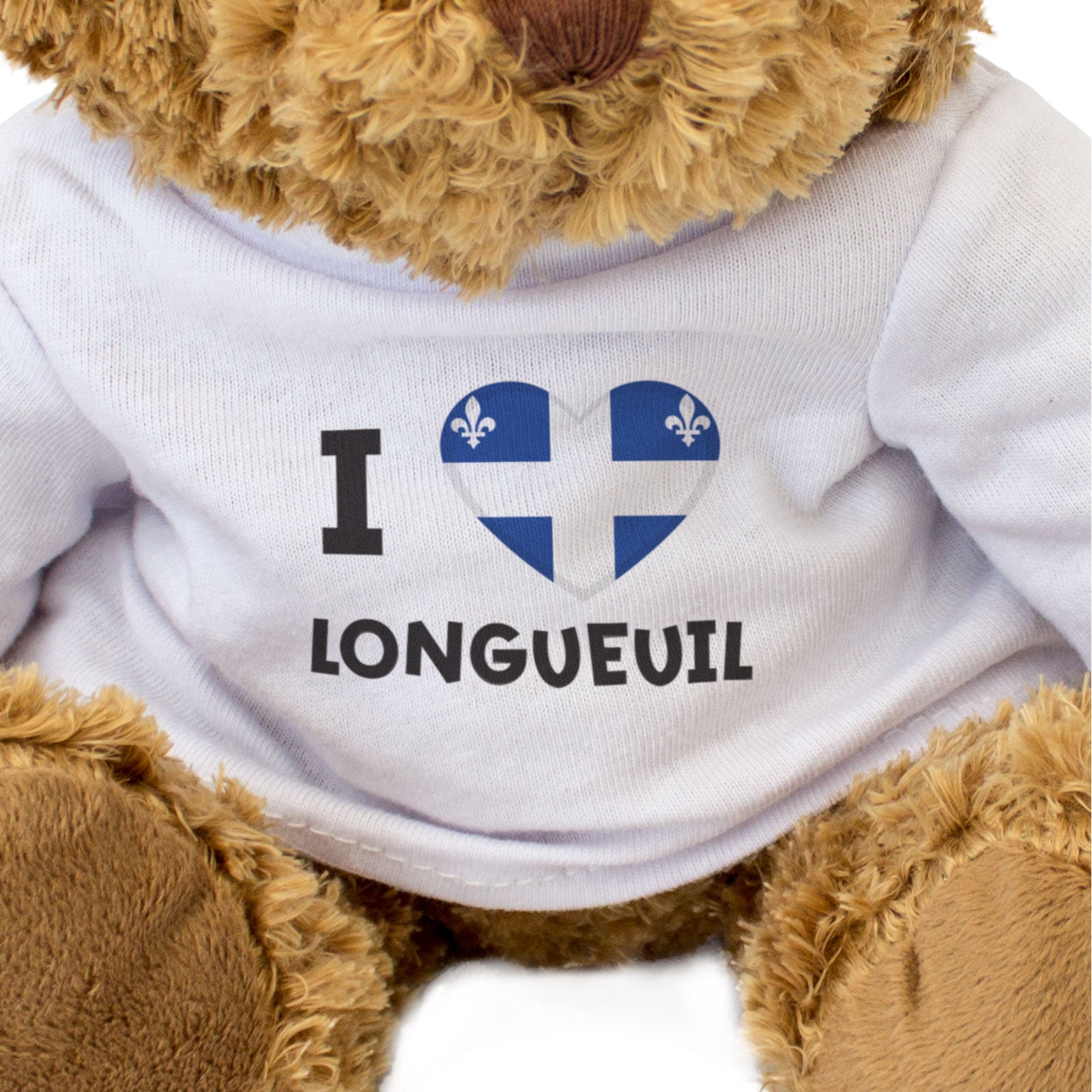 I LOVE LONGUEUIL (QUEBEC FLAG) - Teddy Bear - Cute Cuddly - Canada Gift Present