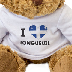 I LOVE LONGUEUIL (QUEBEC FLAG) - Teddy Bear - Cute Cuddly - Canada Gift Present