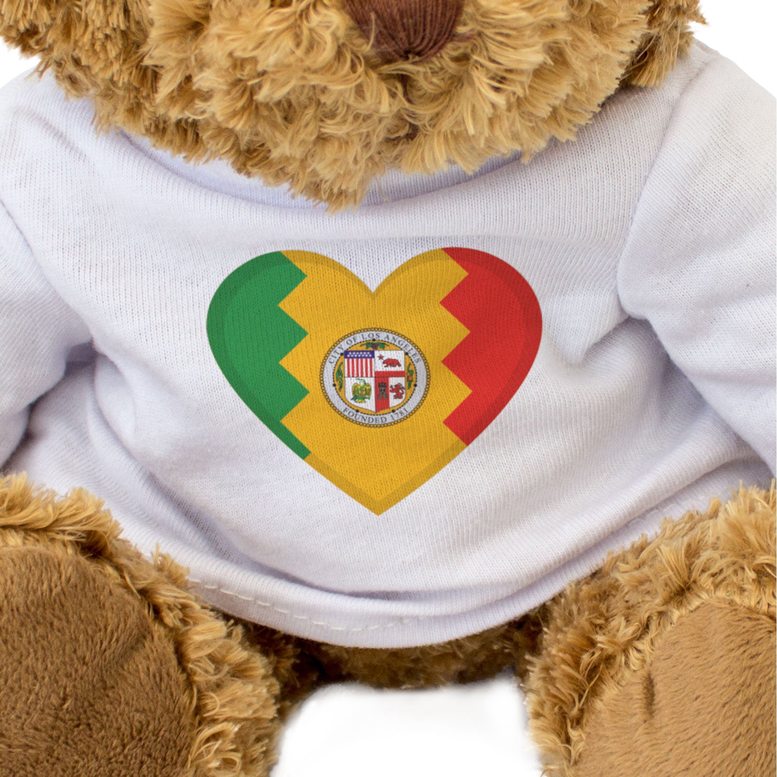 LOS ANGELES FLAG HEART - Teddy Bear - Cute Cuddly - LA California Gift Present