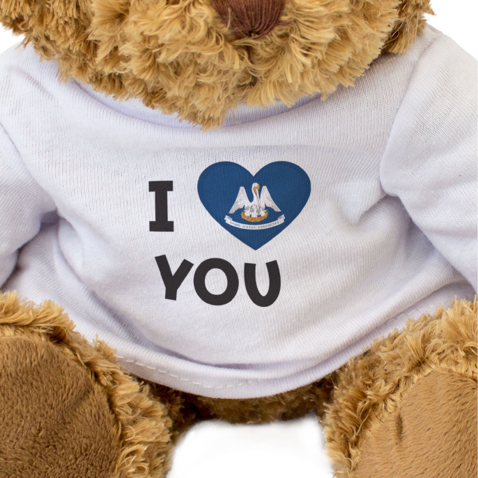 I LOVE YOU (LOUISIANA FLAG) - Teddy Bear - Cute - Romantic Partner Gift Present