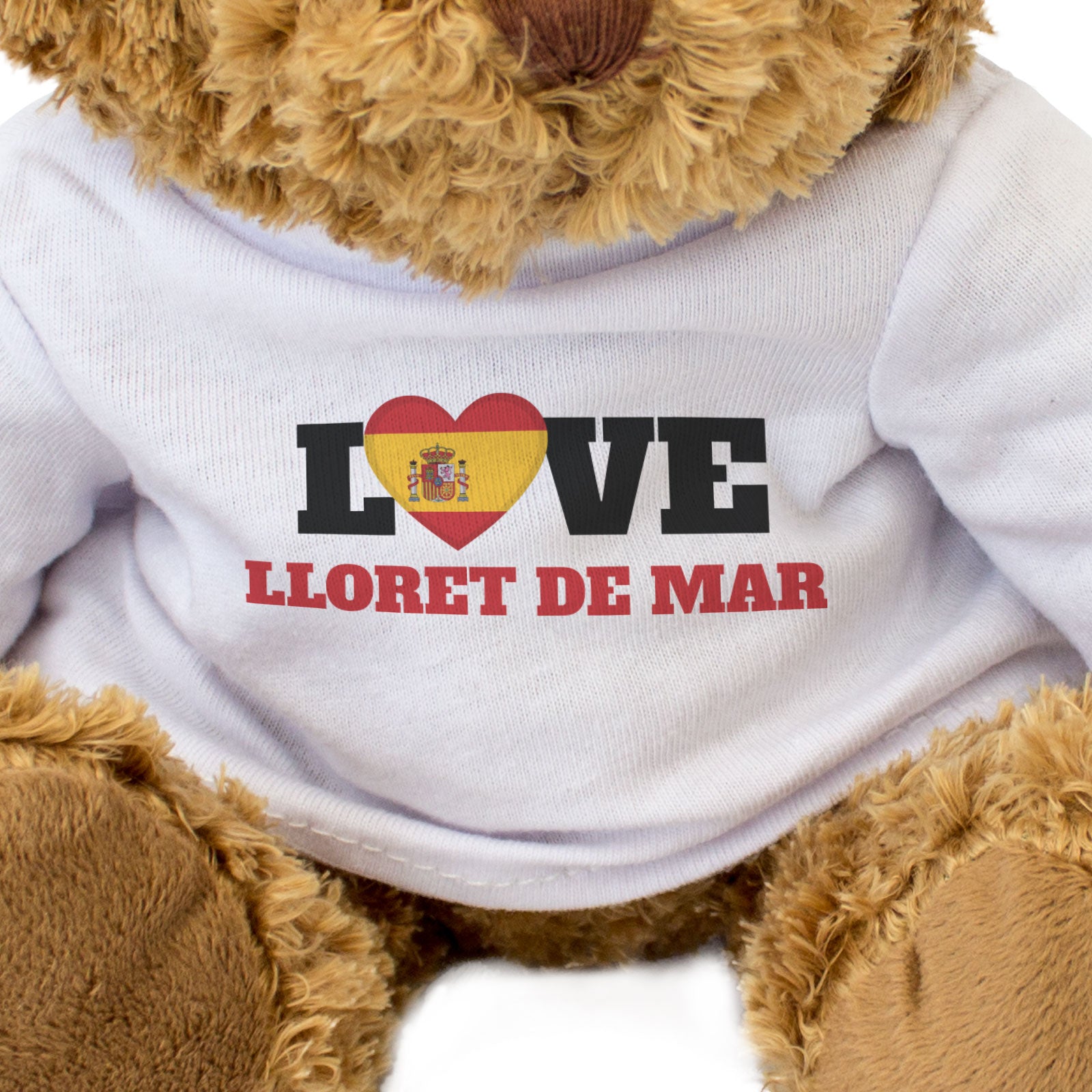 LOVE LLORET DE MAR (SPAIN FLAG HEART) - Teddy Bear - Funny Souvenir Gift Present