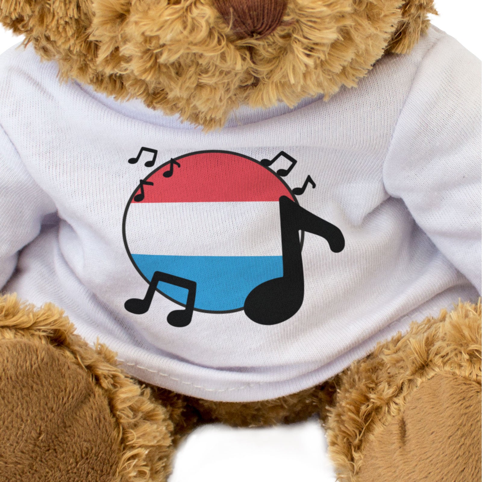 LUXEMBOURG FLAG (MUSICAL NOTES) - Teddy Bear - Cute Music Fan Gift Present