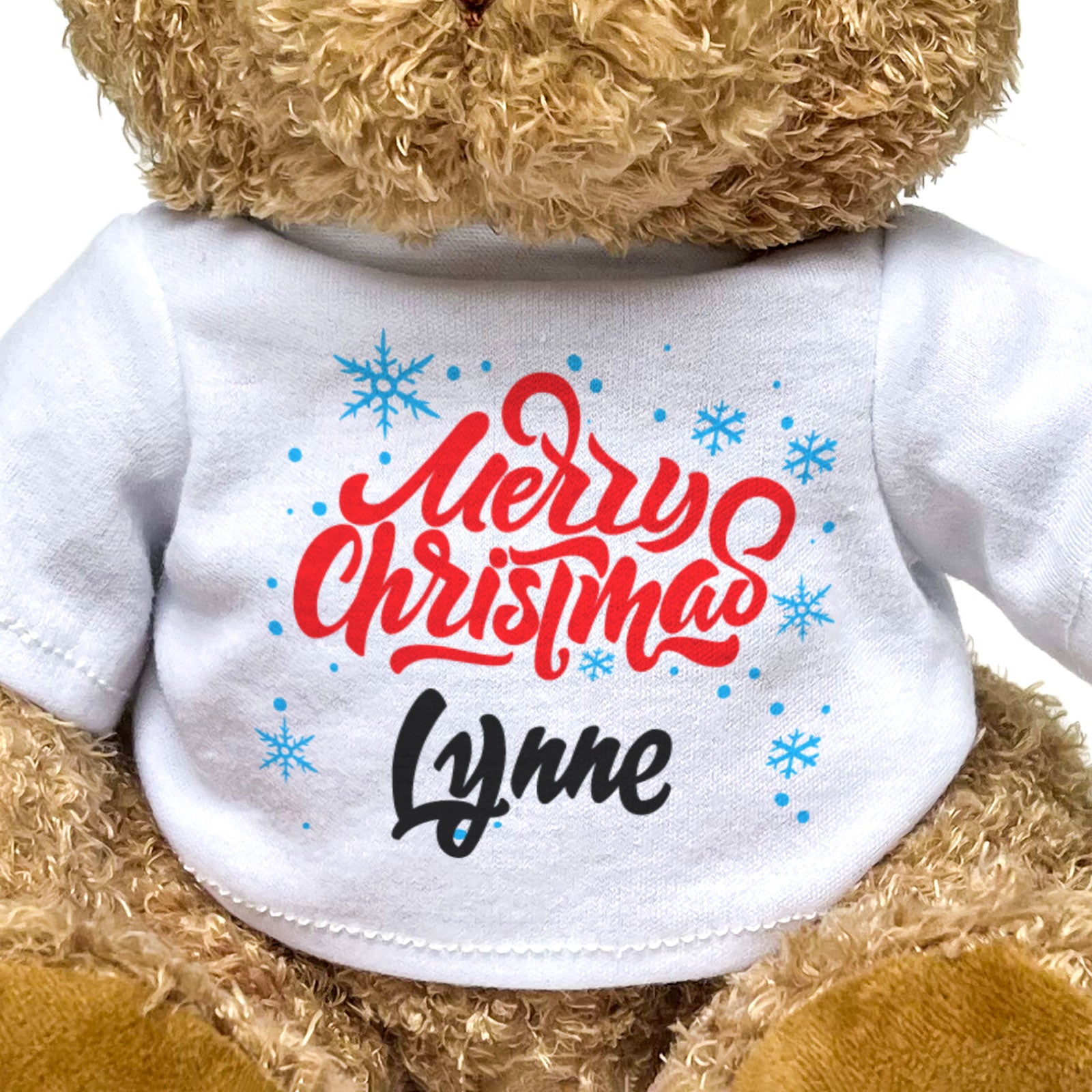 MERRY CHRISTMAS LYNNE - Teddy Bear - Cute Cuddly Soft - Xmas Gift Present