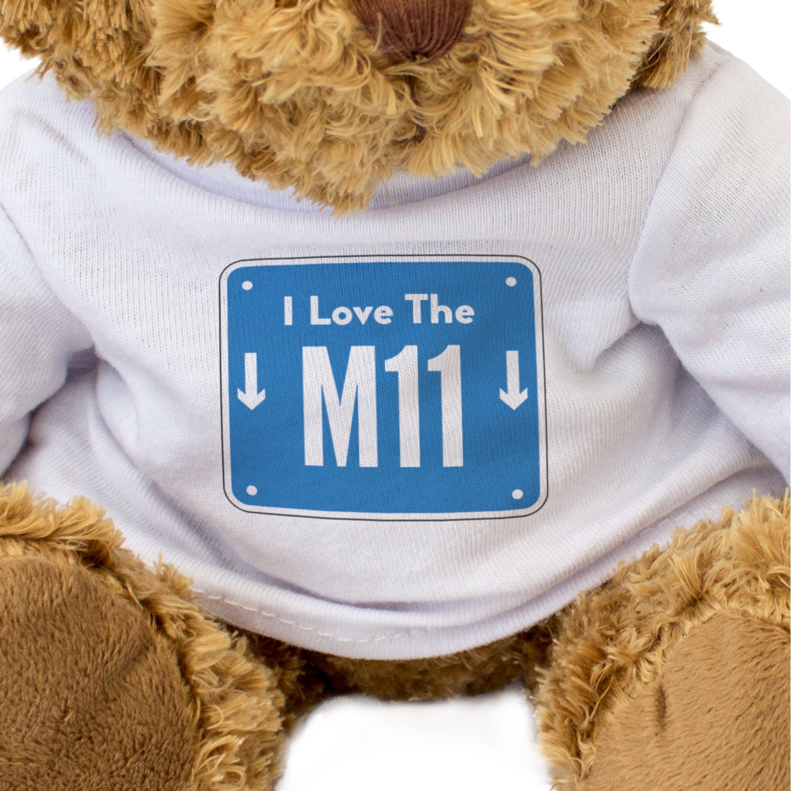 I LOVE THE M11 (MOTORWAY SIGN) - Teddy Bear - Cute - Funny Gift Present