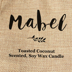 Mabel personalised faux-burlap candle gift bag