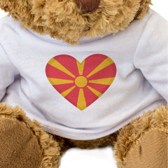 NORTH MACEDONIA FLAG HEART - Teddy Bear - Cute Cuddly Soft - Gift Present