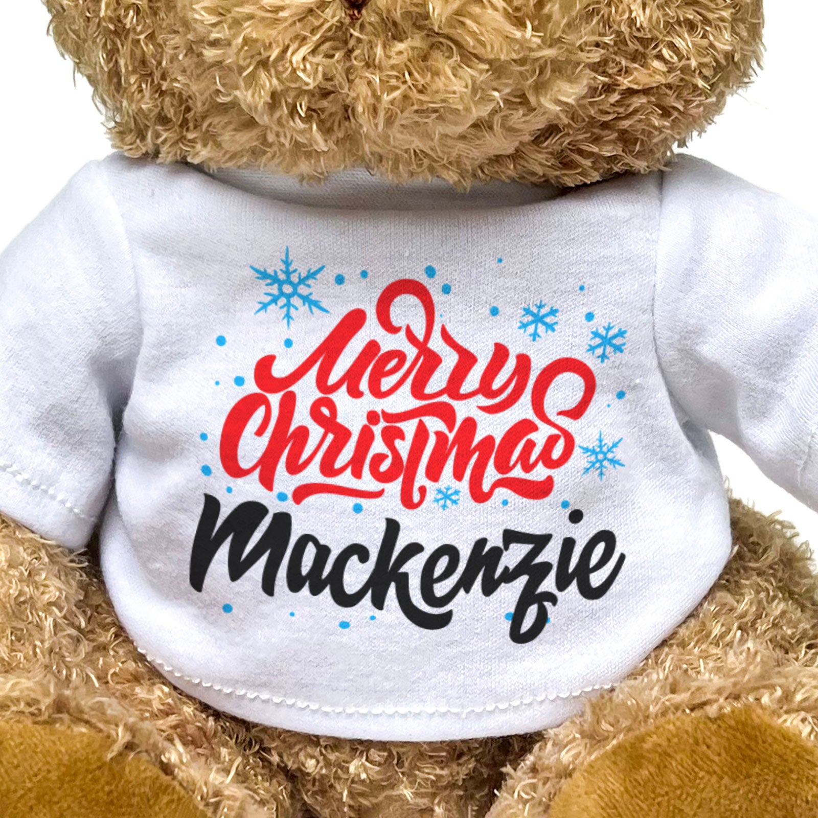 MERRY CHRISTMAS MACKENZIE - Teddy Bear - Cute Cuddly Soft - Xmas Gift Present