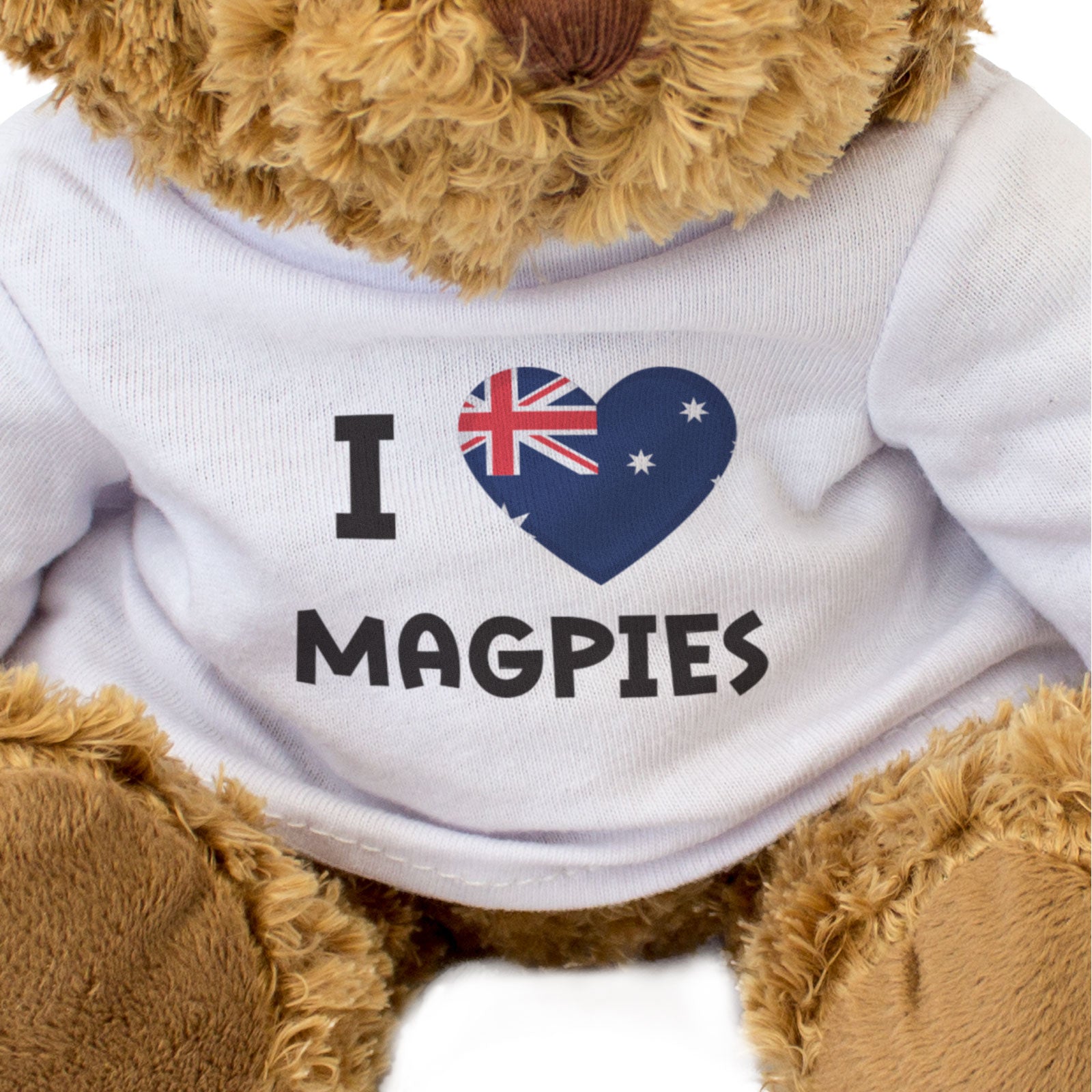 I LOVE MAGPIES (AUSTRALIA FLAG) - Teddy Bear - Cute Funny - Gift Present