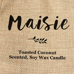Maisie personalised faux-burlap candle gift bag