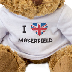 I LOVE MAKERFIELD (BRITISH FLAG) - Teddy Bear - Funny Manchester Gift Present