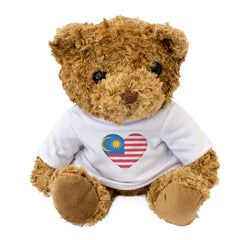 MALAYSIA FLAG HEART - Teddy Bear - Cute Cuddly Soft Adorable - Gift Present