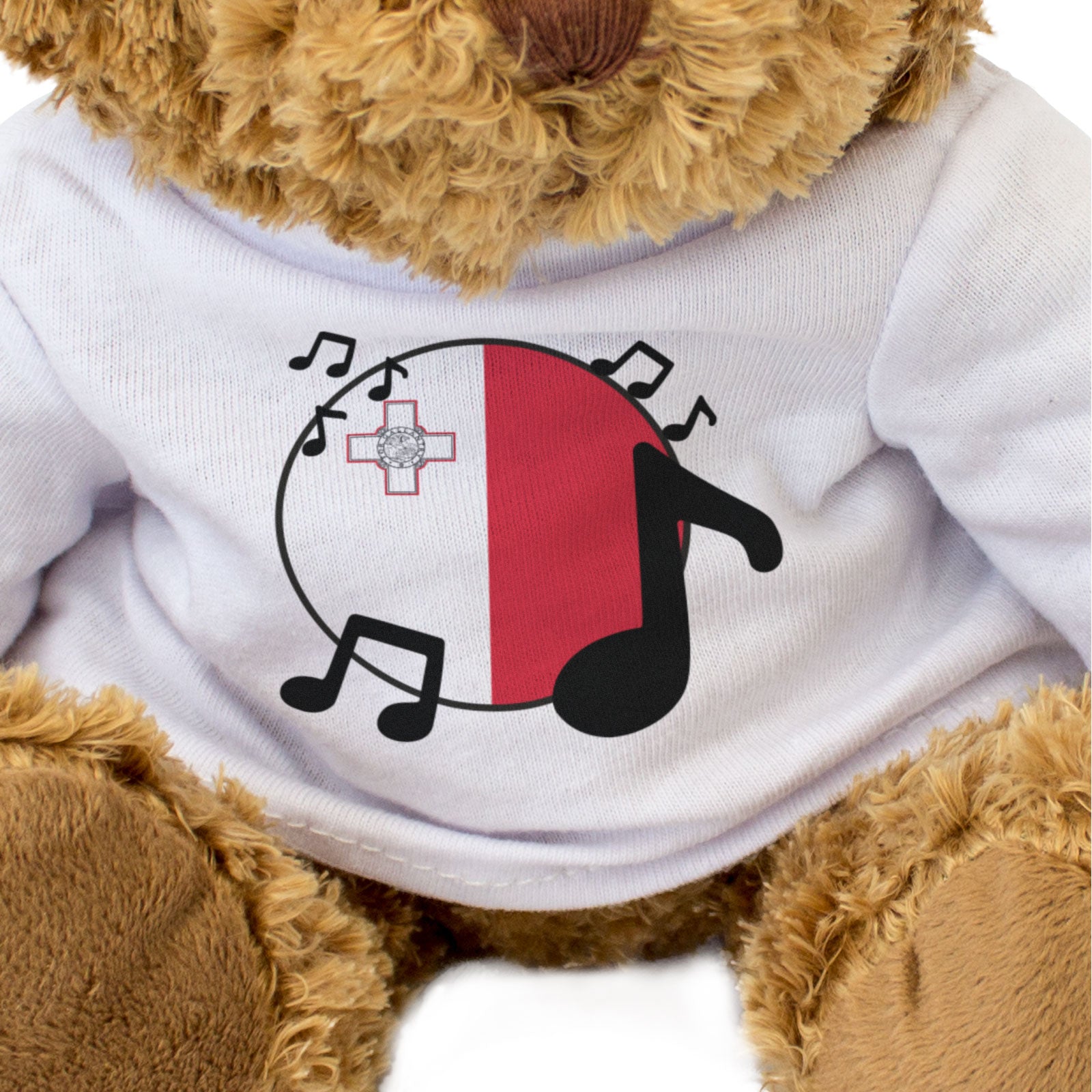 MALTA FLAG (MUSICAL NOTES) - Teddy Bear - Cute Maltese Music Fan Gift Present