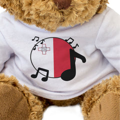 MALTA FLAG (MUSICAL NOTES) - Teddy Bear - Cute Maltese Music Fan Gift Present