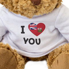 I LOVE YOU (MANITOBA FLAG) - Teddy Bear - Romantic Canadian Gift Present