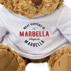 WHAT HAPPENS IN MARBELLA STAYS IN MARBELLA - Teddy Bear - Funny Gift Present