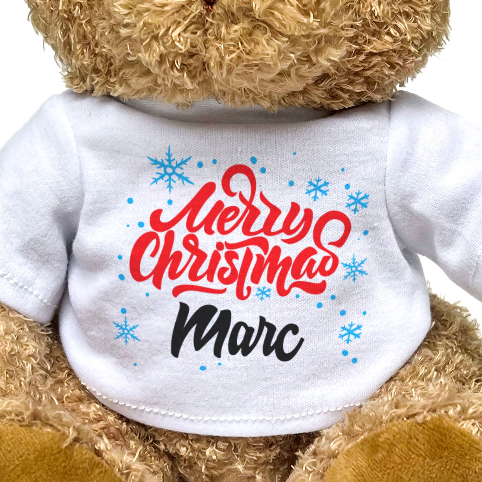 MERRY CHRISTMAS MARC - Teddy Bear - Cute Cuddly Soft - Xmas Gift Present
