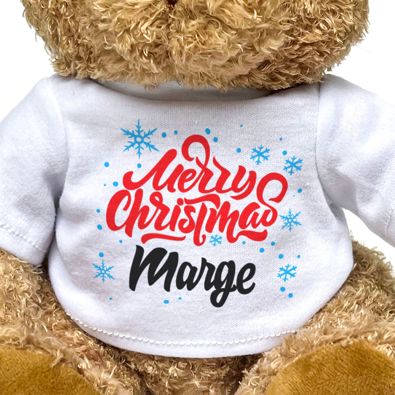MERRY CHRISTMAS MARGE - Teddy Bear - Cute Cuddly Soft - Xmas Gift Present