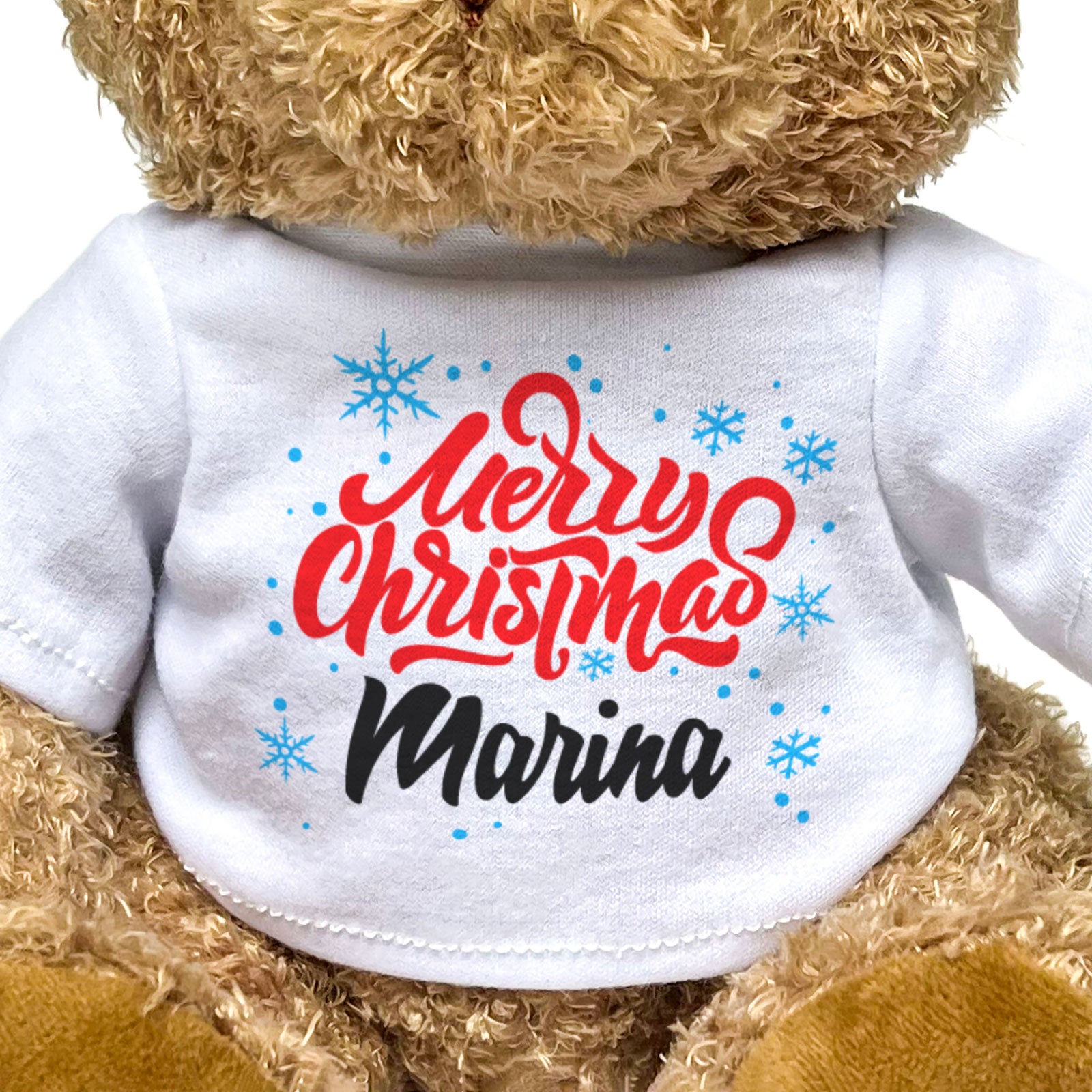 MERRY CHRISTMAS MARINA - Teddy Bear - Cute Cuddly Soft - Xmas Gift Present