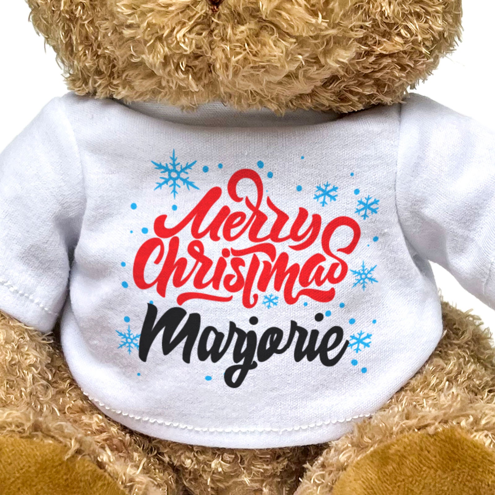 MERRY CHRISTMAS MARJORIE - Teddy Bear - Cute Cuddly Soft - Xmas Gift Present