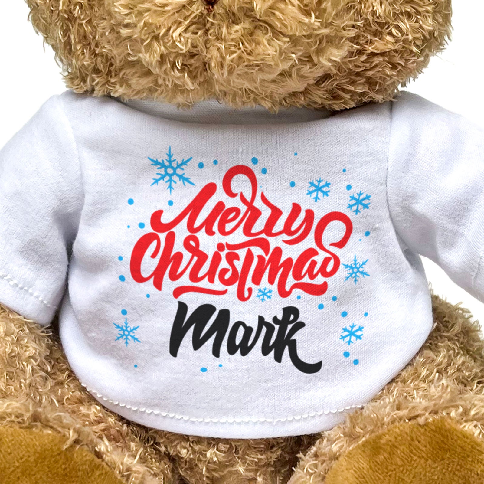 MERRY CHRISTMAS MARK - Teddy Bear - Cute Cuddly Soft - Xmas Gift Present