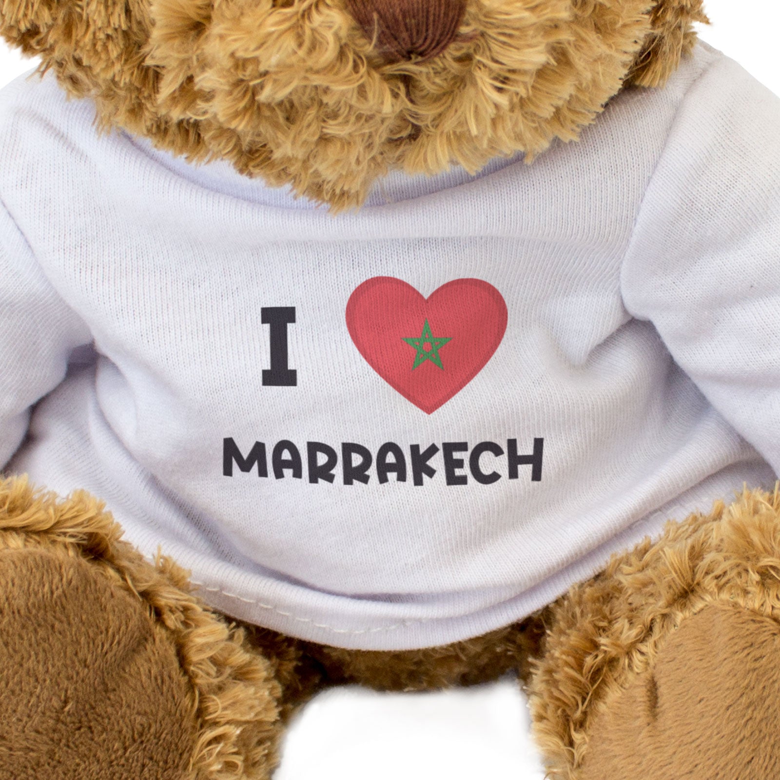 I LOVE MARRAKECH (MOROCCO FLAG) - Teddy Bear - Cute Cuddly Soft - Gift Present