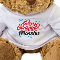 MERRY CHRISTMAS MARSHA - Teddy Bear - Cute Cuddly Soft - Funny Xmas Gift Present