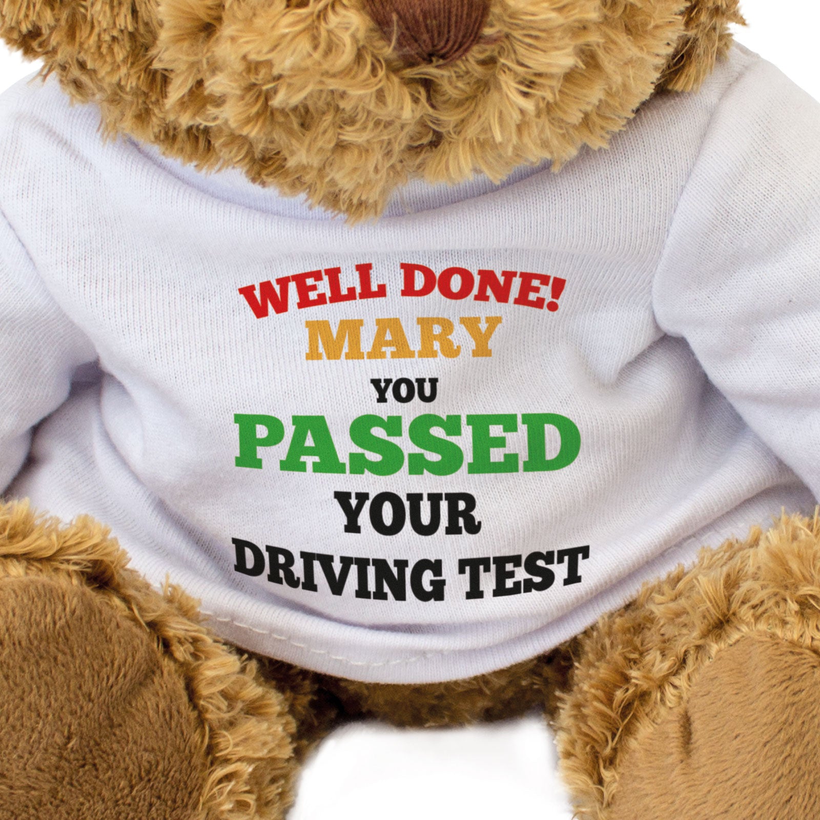 WELL DONE MARY YOU PASSED YOUR DRIVING TEST - Teddy Bear - Gift Present