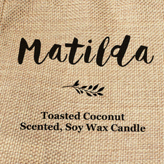 Matilda personalised faux-burlap candle gift bag