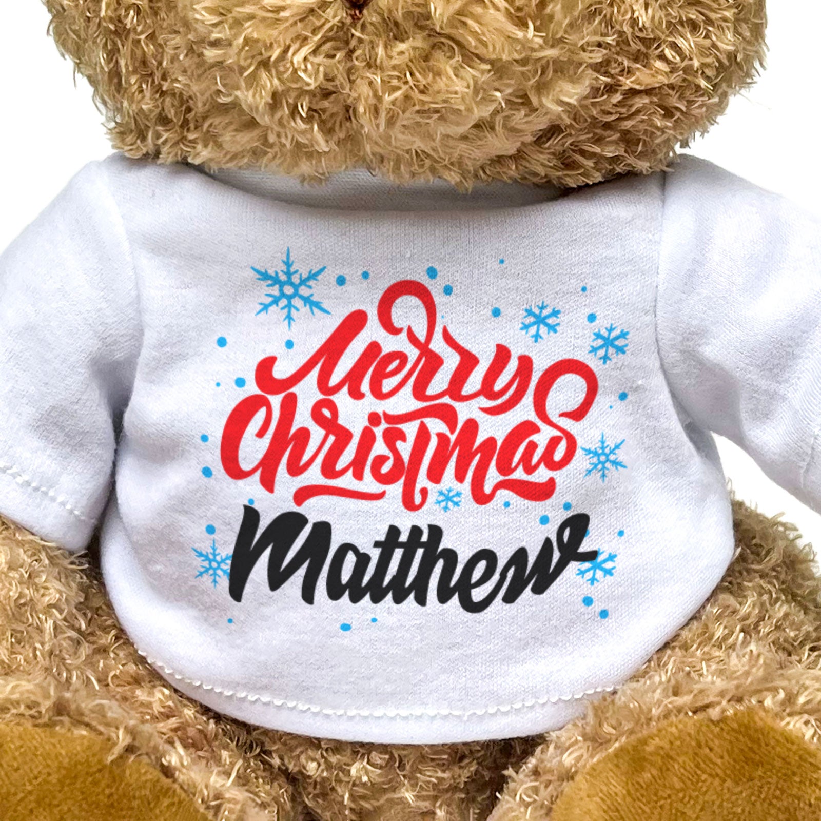 MERRY CHRISTMAS MATTHEW - Teddy Bear - Cute Cuddly Soft - Xmas Gift Present