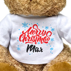 MERRY CHRISTMAS MAX - Teddy Bear - Cute Cuddly Soft - Xmas Gift Present