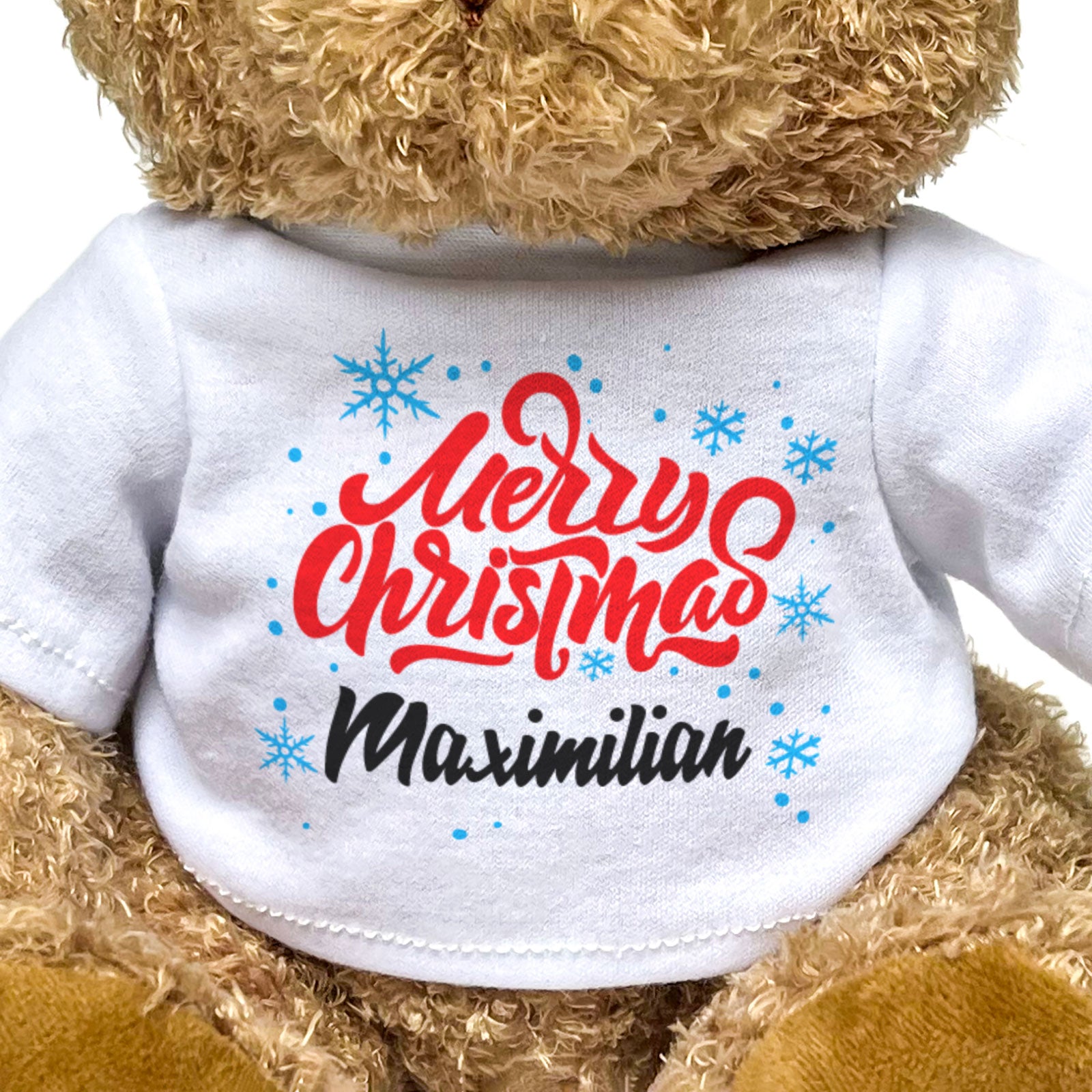 MERRY CHRISTMAS MAXIMILIAN - Teddy Bear - Cute Cuddly Soft - Xmas Gift Present