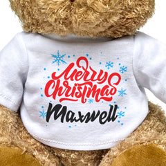 MERRY CHRISTMAS MAXWELL - Teddy Bear - Cute Cuddly Soft - Xmas Gift Present