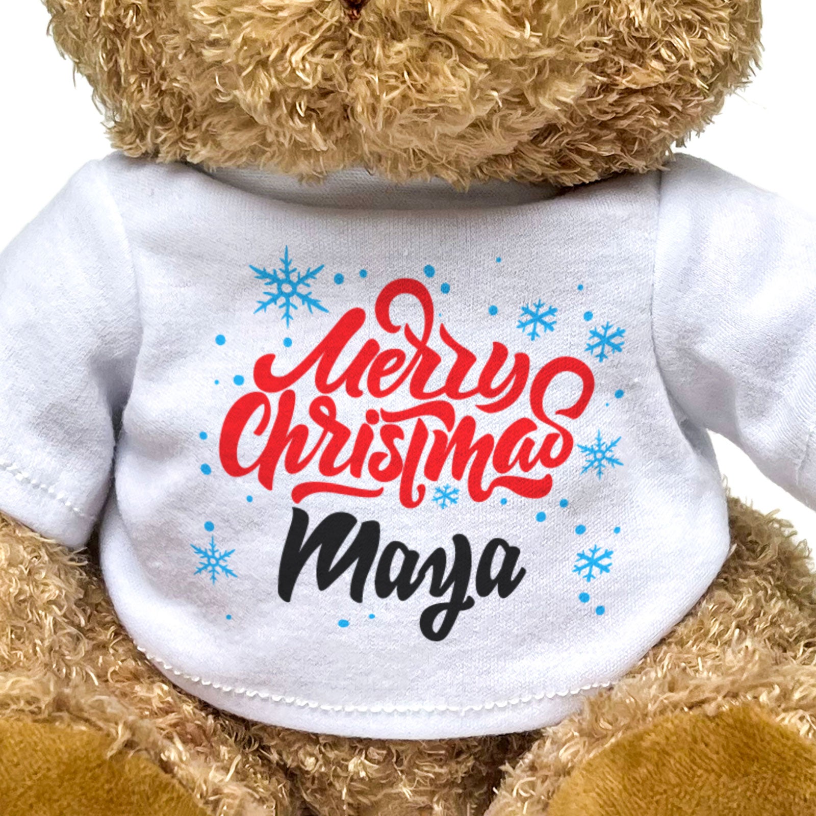 MERRY CHRISTMAS MAYA - Teddy Bear - Cute Cuddly Soft - Xmas Gift Present