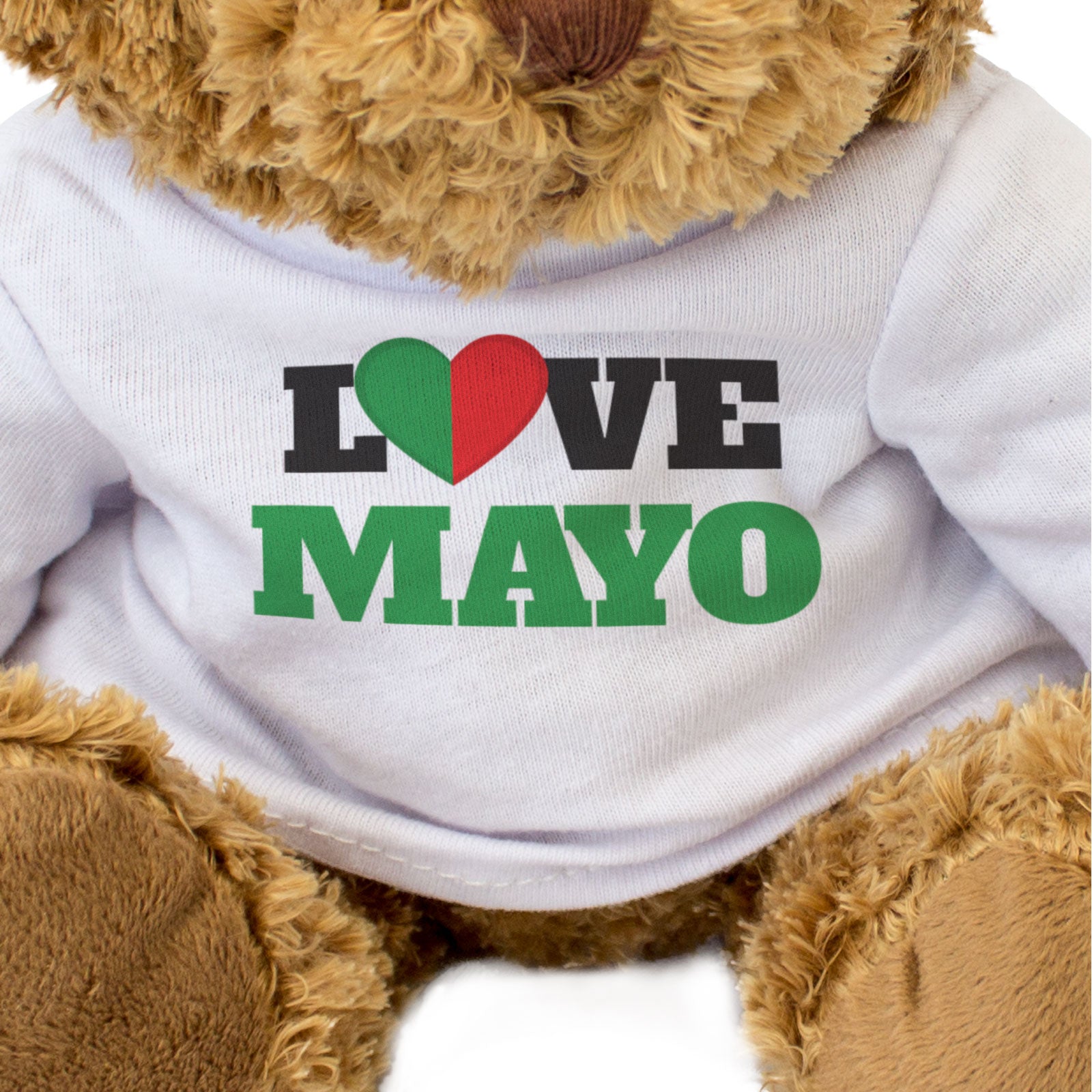 LOVE MAYO (COUNTY COLOURS HEART) - Teddy Bear - Funny Ireland Gift Present
