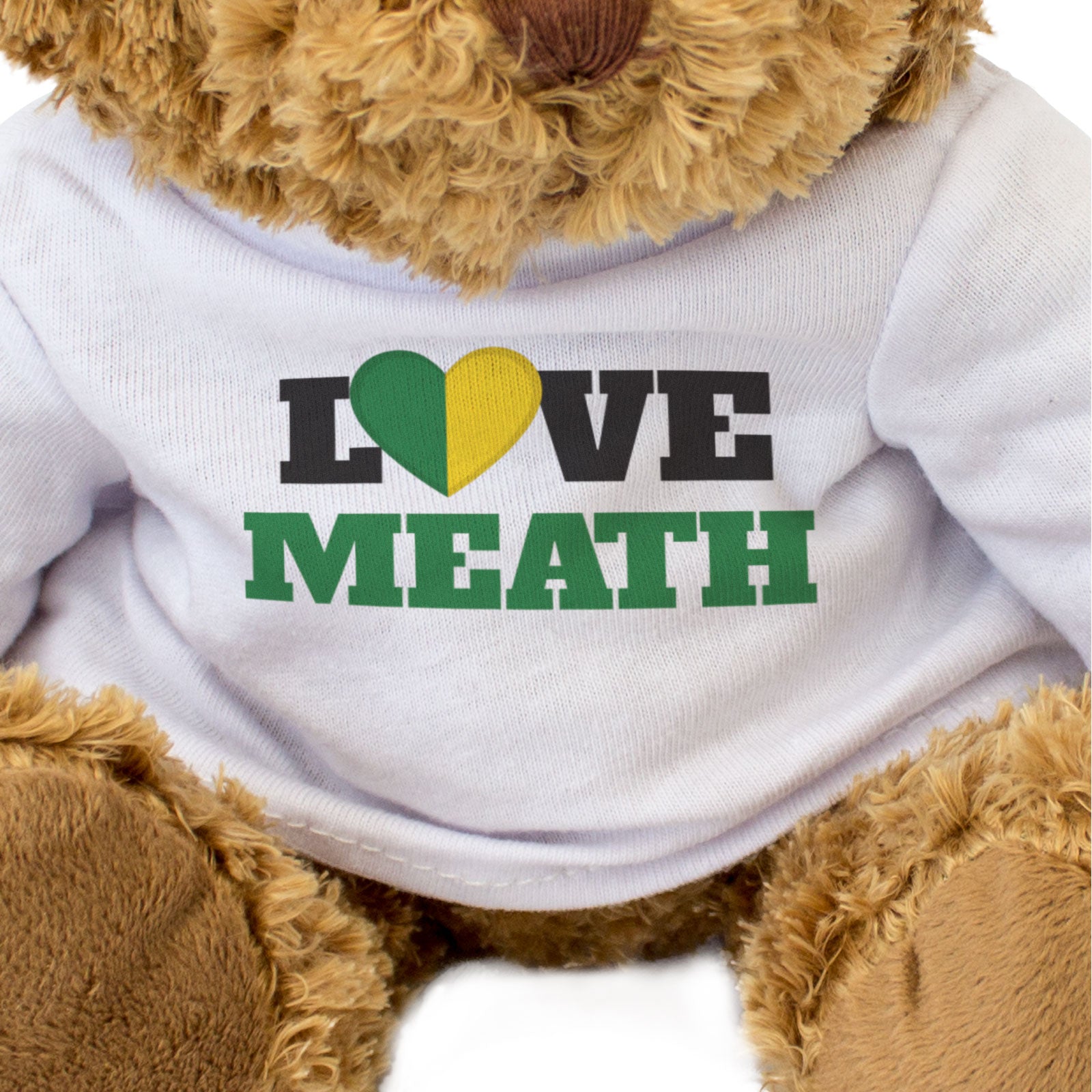 LOVE MEATH (COUNTY COLOURS HEART) - Teddy Bear - Funny Ireland Gift Present