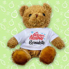 MERRY CHRISTMAS BERNADETTE - Teddy Bear - Cute Cuddly Soft - Xmas Gift Present