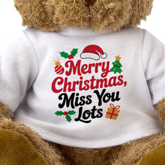 MERRY CHRISTMAS MISS YOU LOTS - Teddy Bear - Cute Cuddly - Xmas Gift Present